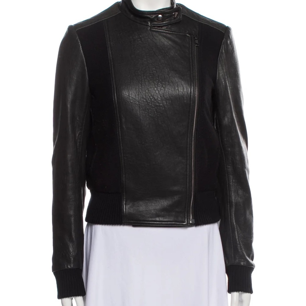 Theory Lamb Leather and Cotton Moto Jacket